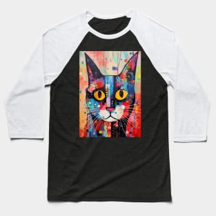 Cute Abstract Cat Face Baseball T-Shirt